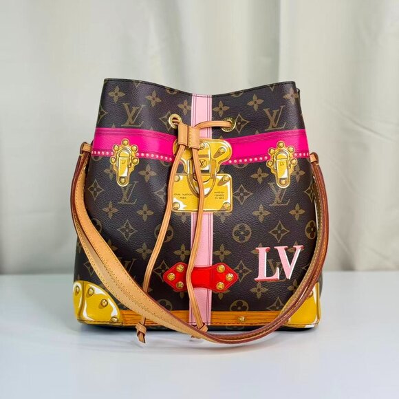 Louis Vuitton Monogram Canvas Limited Edition Neonoe Bucket Bag with Pink Trim - Picture 1 of 8
